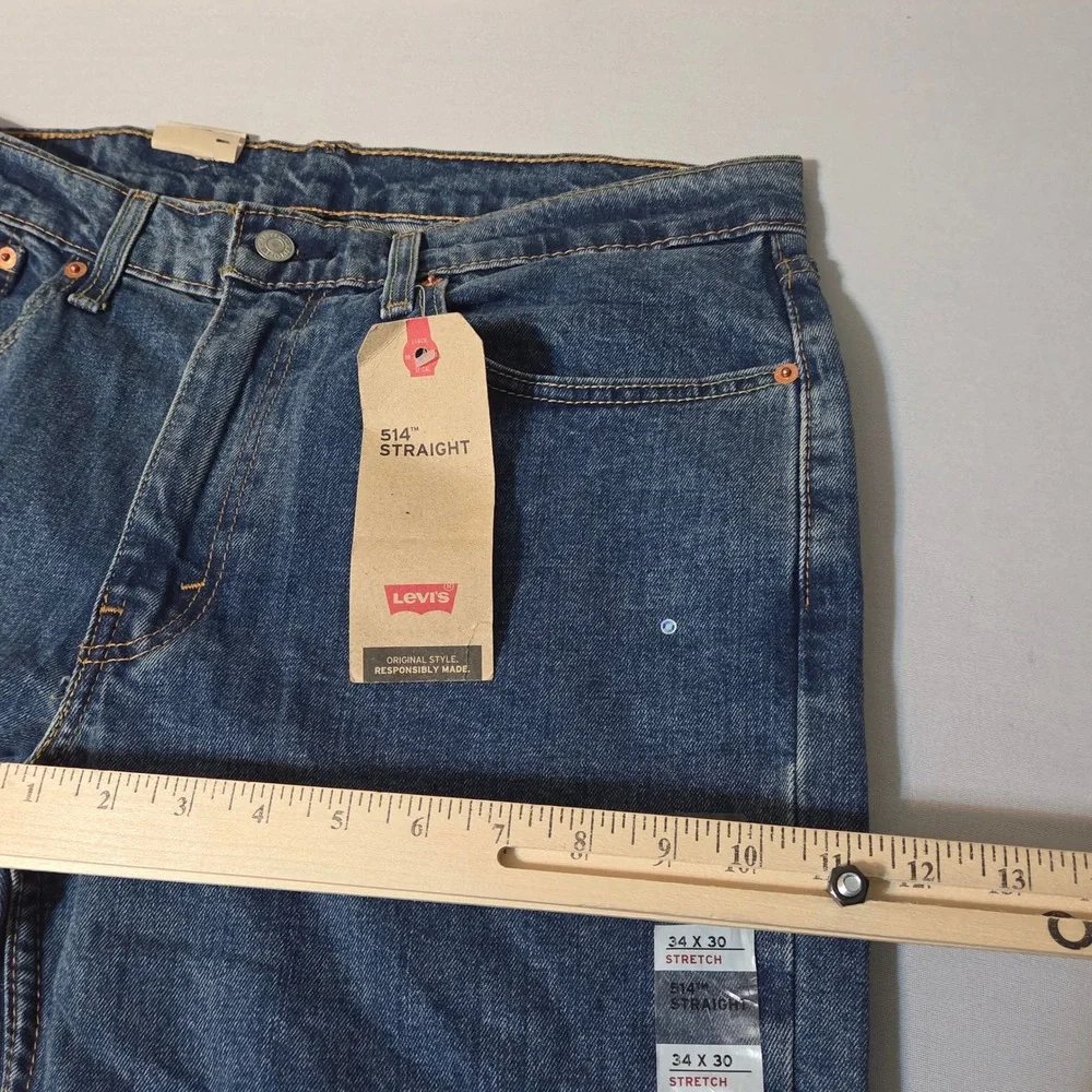 NEWLevi's 514 Straight Fit Jeans Men 34x30 Blue Stretch Denim $69 MSRP
